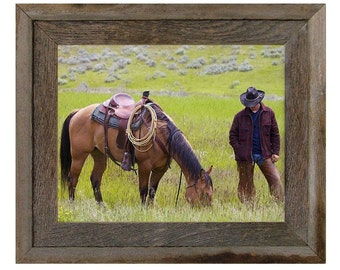 Narrow Western Picture Frame, Reclaimed Barnwood Country Decor, Naturally weathered Wooden Decorative Old Barn Wood Standard Size 4x4-24x36