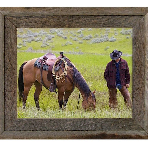 Narrow Western Picture Frame, Reclaimed Barnwood Country Decor, Naturally weathered Wooden Decorative Old Barn Wood Standard Size 4x4-24x36