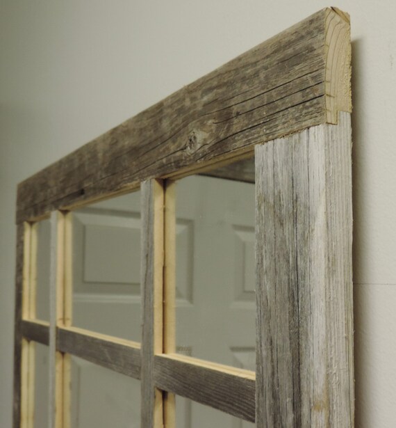 Reclaimed Barn Wood 9 Pane Cottage Style Window Mirror 27 5 X