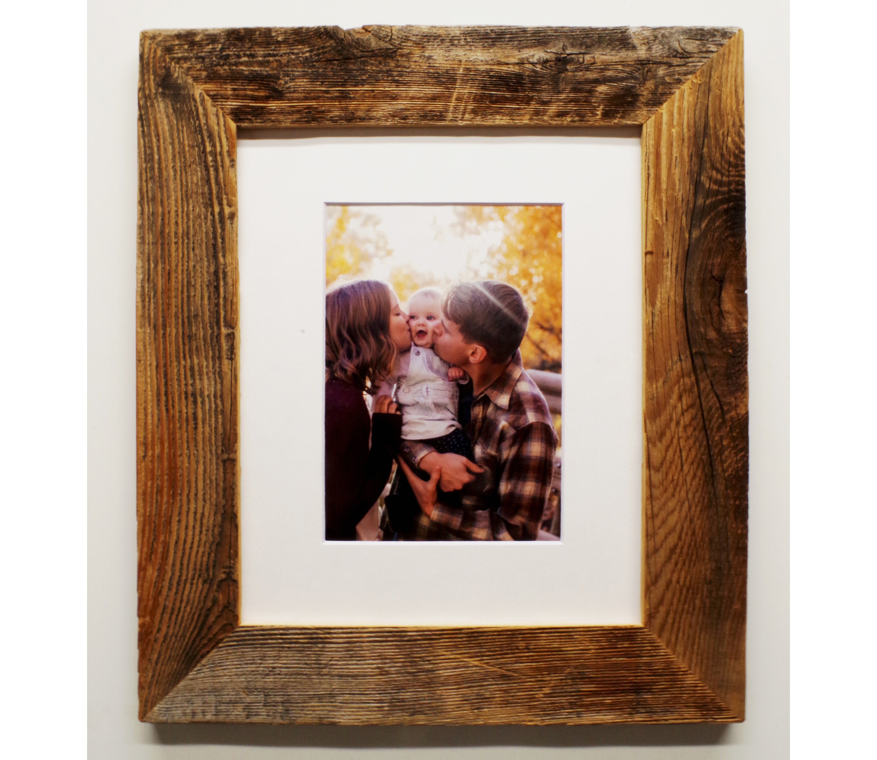 Barnwood Picture Frame, Wide 2" Reclaimed Barn Wood Photo Frames, Rustic Farmhouse Decor, Weathered 4x4, 4x6, 5x7, 8x10 11x14 and more.