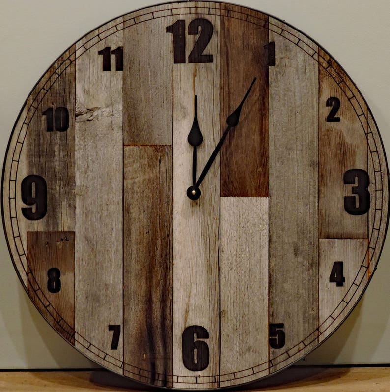 24 Inch Large Rustic Wooden Country Wall Clock Big Barn Wood Etsy