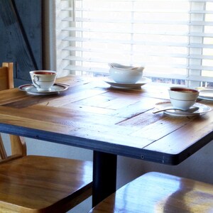 Square bar height pub table with metal pedestal legs, Kitchen Nook/Dining Room Furniture. Cozy Farmhouse breakfast pub table. image 1