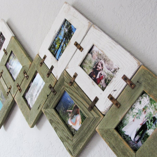 DIY 5X7 Multi Picture Frame Collage Kit for multiple pictures, Wedding Photo Set, Friendship Photos, Wooden Farmhouse Gallery Wall Decor.