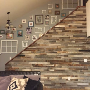 Reclaimed Wood Wall Paneling, DIY 3-in. planks, Largest variety of natural or painted colors. Wood accent, Sturdy!