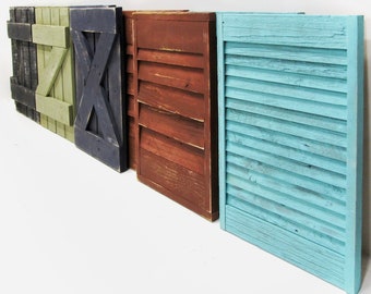 Rustic Barnwood Shutters (2) 14.5" wide X 21.75" tall for 37.5"X21.75" Window Mirror (mirror sold separately) Interior Farmhouse Wall Decor.