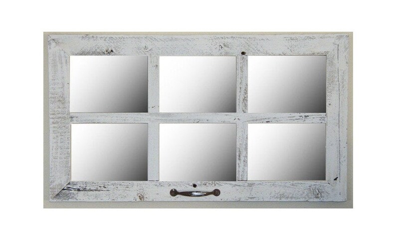 SALE Antique Barnwood Window Mirror 16x28 6 Panes, Rustic Living Room, Hallway, Bedroom Wall Accent Mirror, Decorative Country Farmhouse. image 2