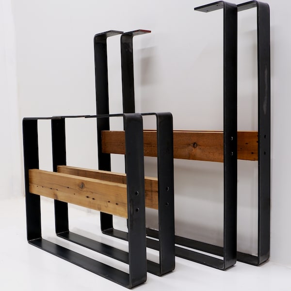 Metal Square Frame w/Rustic Wood H leg Set | Minimalist DIY Console End Coffee Kitchen Table Base | Custom Height Heavy Duty Simple Decor.