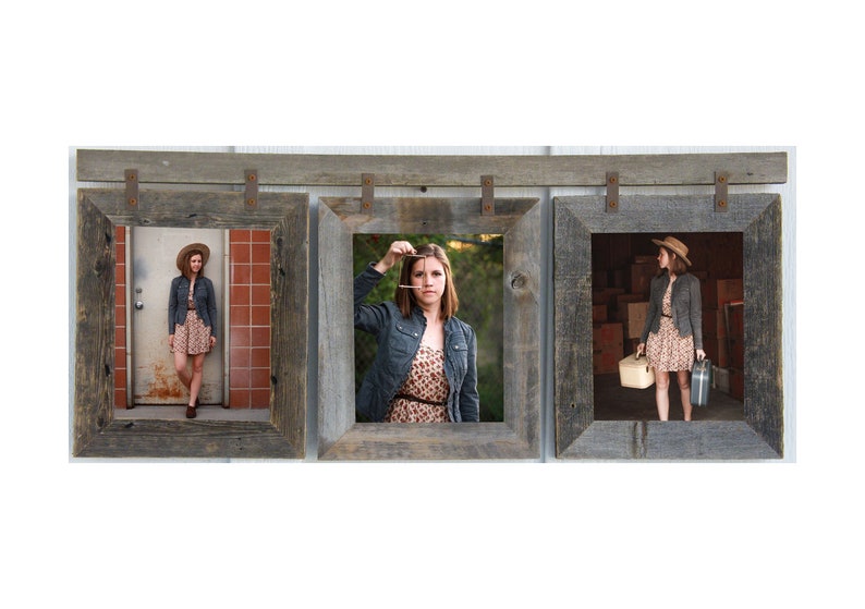 8x10 3 Opening Collage Multi Picture Frame Reclaimed Barn Wood Multiframe Rustic Farmhouse Wall Decor Family Wedding Photos Vertical Large