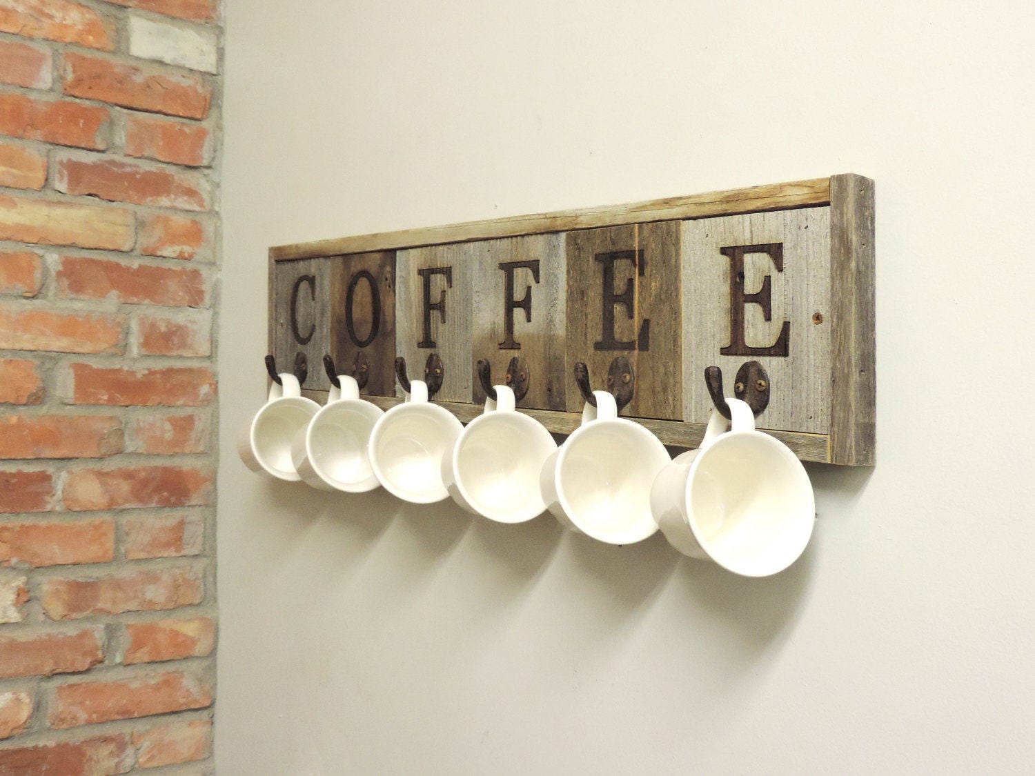 Barnwood Coffee Mug Rack Wall-Mount Coffee Cup Holder – AllBarnWood