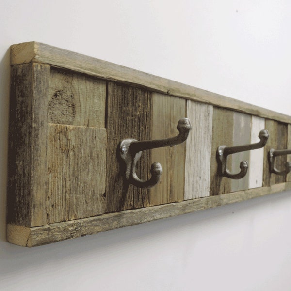 37.5" Rustic Beach Cottage Barnwood Wall Mounted Towel Hook Rack. Decorative 4 hooks Wooden Multi Bath Towel hanger, Bathroom Decor sets.