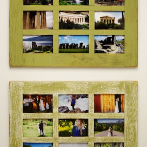 Rustic Barn Wood Window Multi Photo Collage Frame 9 opening for 4X6 pictures, Family, Grandkids, Friendship, Wedding, Farmhouse Multiframe image 2