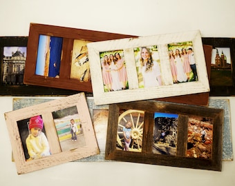 Multi Opening 4X6 Barnwood Panel Collage Picture Frame, Rustic Multiple Photo Frames. 2,3,4,5,6,7,8,9 Choice of natural or painted finishes.