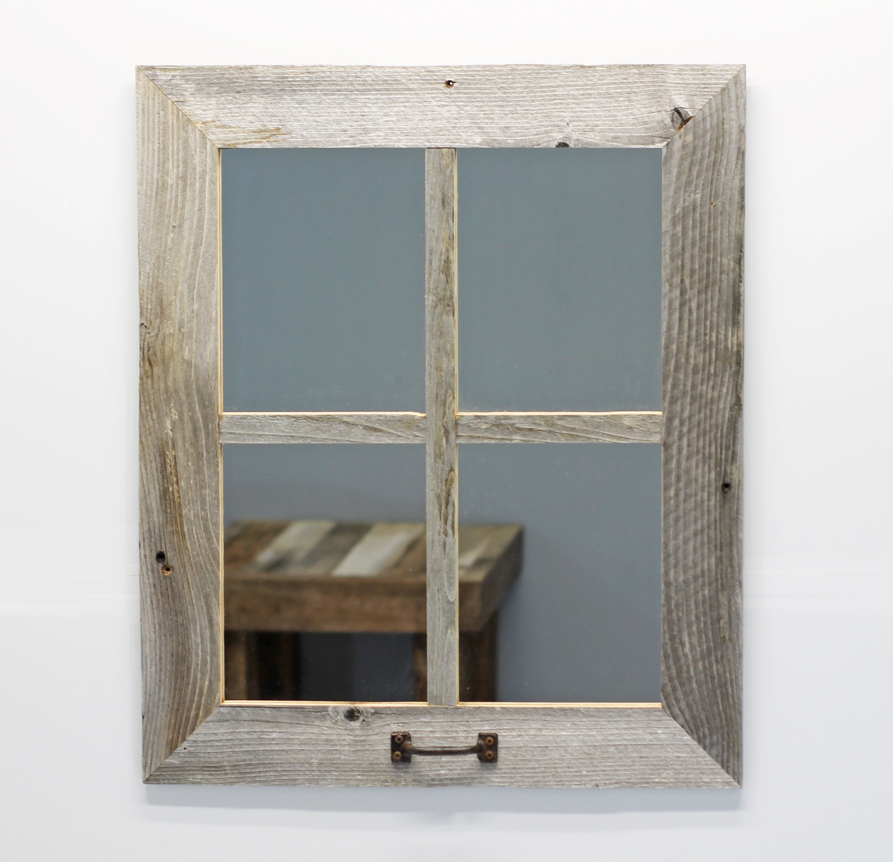 3 In Border Medium 4 Pane Barn Window Mirror Reclaimed Wood Wall Mounted Farmhouse Decor Decorative Country Western Distressed