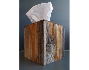 Rustic Reclaimed Barn Wood Tissue Box Cover for square tissue boxes.