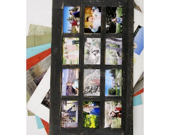 Multi Picture Barn Wood Photo Collage Frame--12 opening for 4X6 pictures, Large Farmhouse Window Style Multiframe, Family Wedding, Grandkids