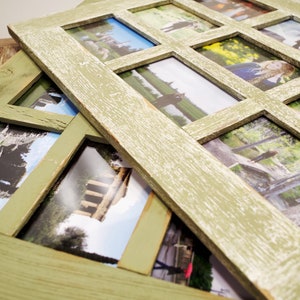 Rustic Barn Wood Window Multi Photo Collage Frame 9 opening for 4X6 pictures, Family, Grandkids, Friendship, Wedding, Farmhouse Multiframe image 7