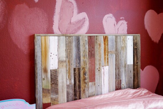 Rustic Twin Size Bed Panel Headboard 45 3 4 X36 Reclaimed Barn Wood Childrens Bedroom Furniture Set Wallmounted White Turquoise Pink