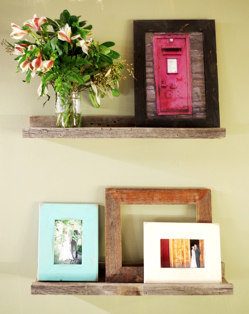 Rustic Picture Ledge Shelf. Narrow Wood Photo Ledge With Lip Etsy
