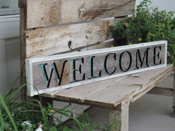 Welcome Sign For The Front Door Wooden Pallet Welcome Signs Etsy