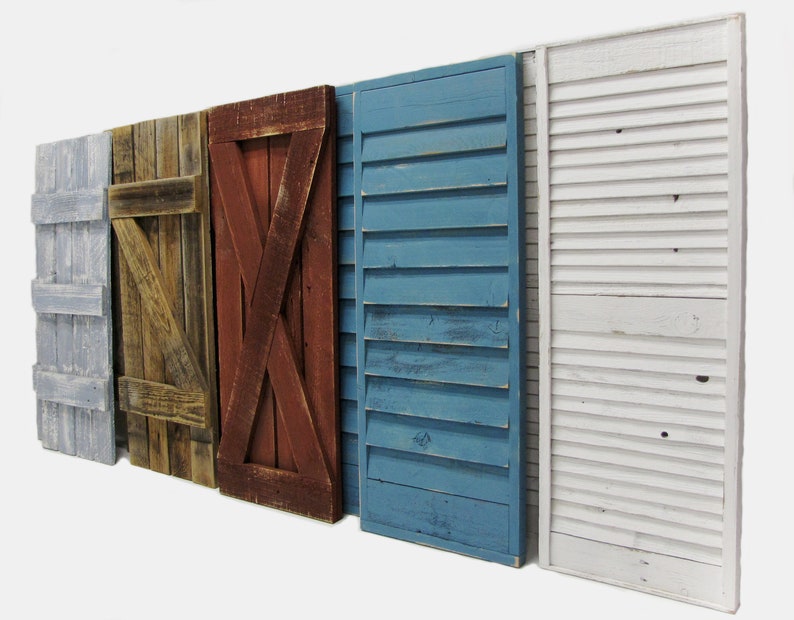 Rustic Window Shutters 2 14 wide X 36 tall for 46X36 Window Mirror mirror sold separately Decorative Reclaimed Old Wood Wall Decor. image 1