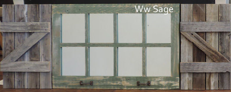 Rustic Barnwood Shutters 2 14.5 wide X 21.75 tall for 37.5X21.75 Window Mirror mirror sold separately Interior Farmhouse Wall Decor. image 6