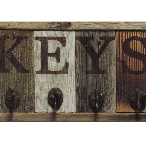 Rustic Wall Mounted Key Hook Rack Wooden Key Chain Holder - Etsy Denmark