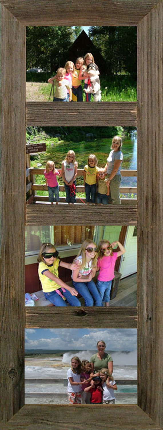 4x6 Collage Frame with two openings, Barnwood with Cornerblocks