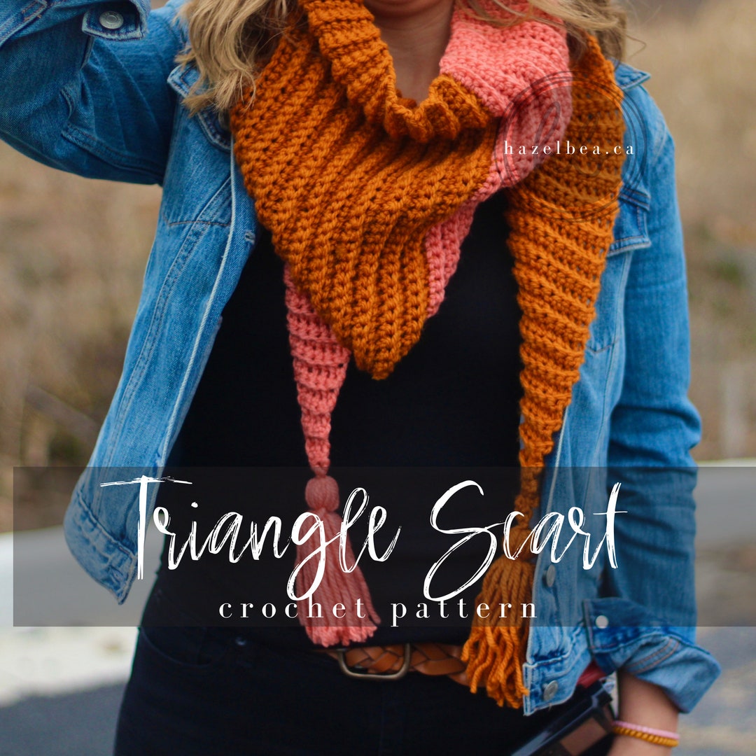Easy Crochet Pattern, Crochet Triangle Wrap Scarf Pattern, Beginner ...