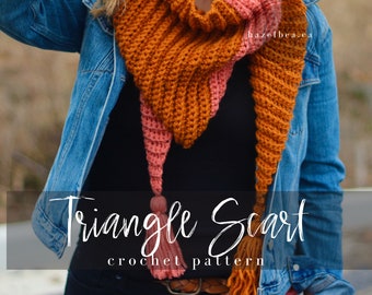 Easy Crochet Pattern, Crochet Triangle Wrap scarf Pattern, Beginner Crochet Scarf Pattern