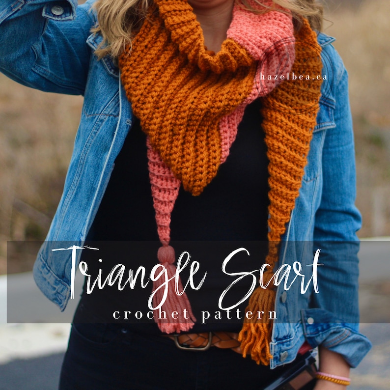 Easy Crochet Pattern, Crochet Triangle Wrap Scarf Pattern, Beginner ...