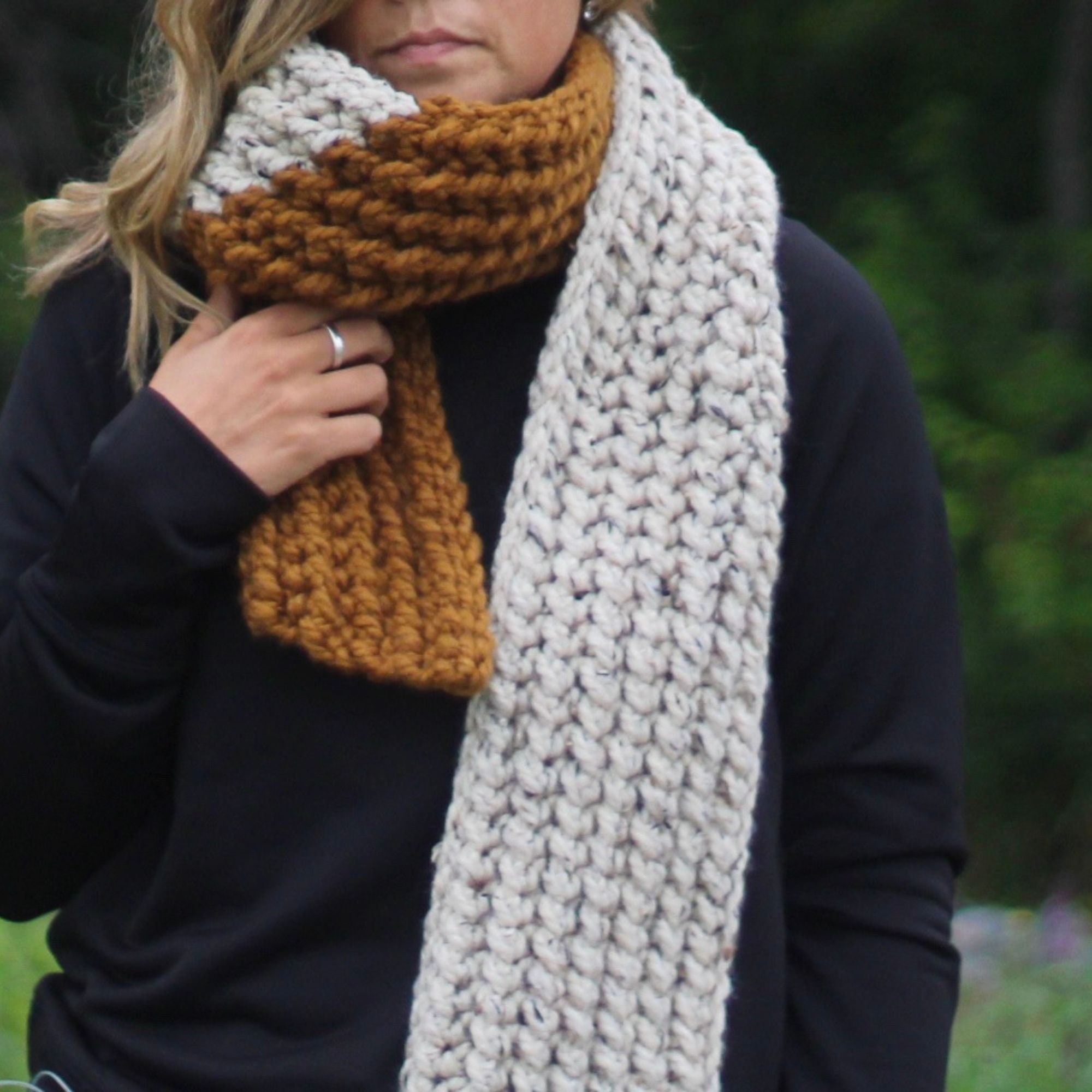 Oversized Ribbed Scarf Crochet Pattern, Easy Crochet Scarf Pattern ...