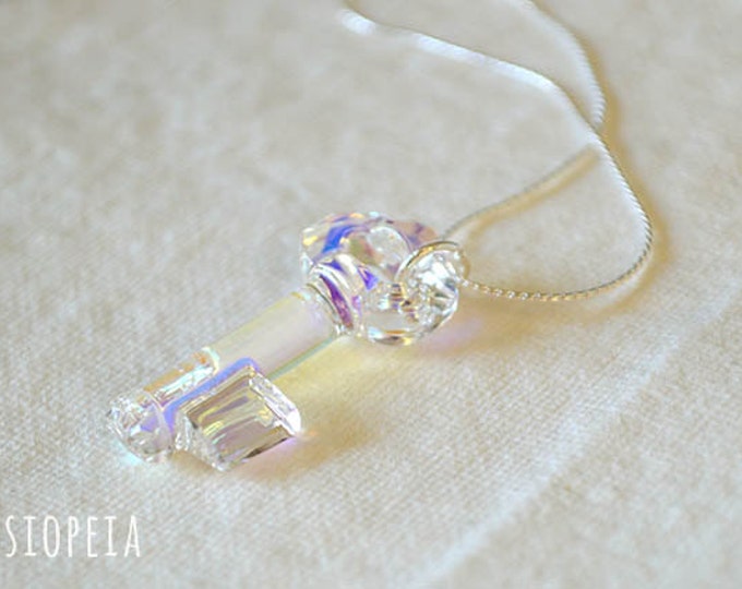 Swarovski Crystal Key Necklace Swarovski Crystal Skeleton Key Etsy