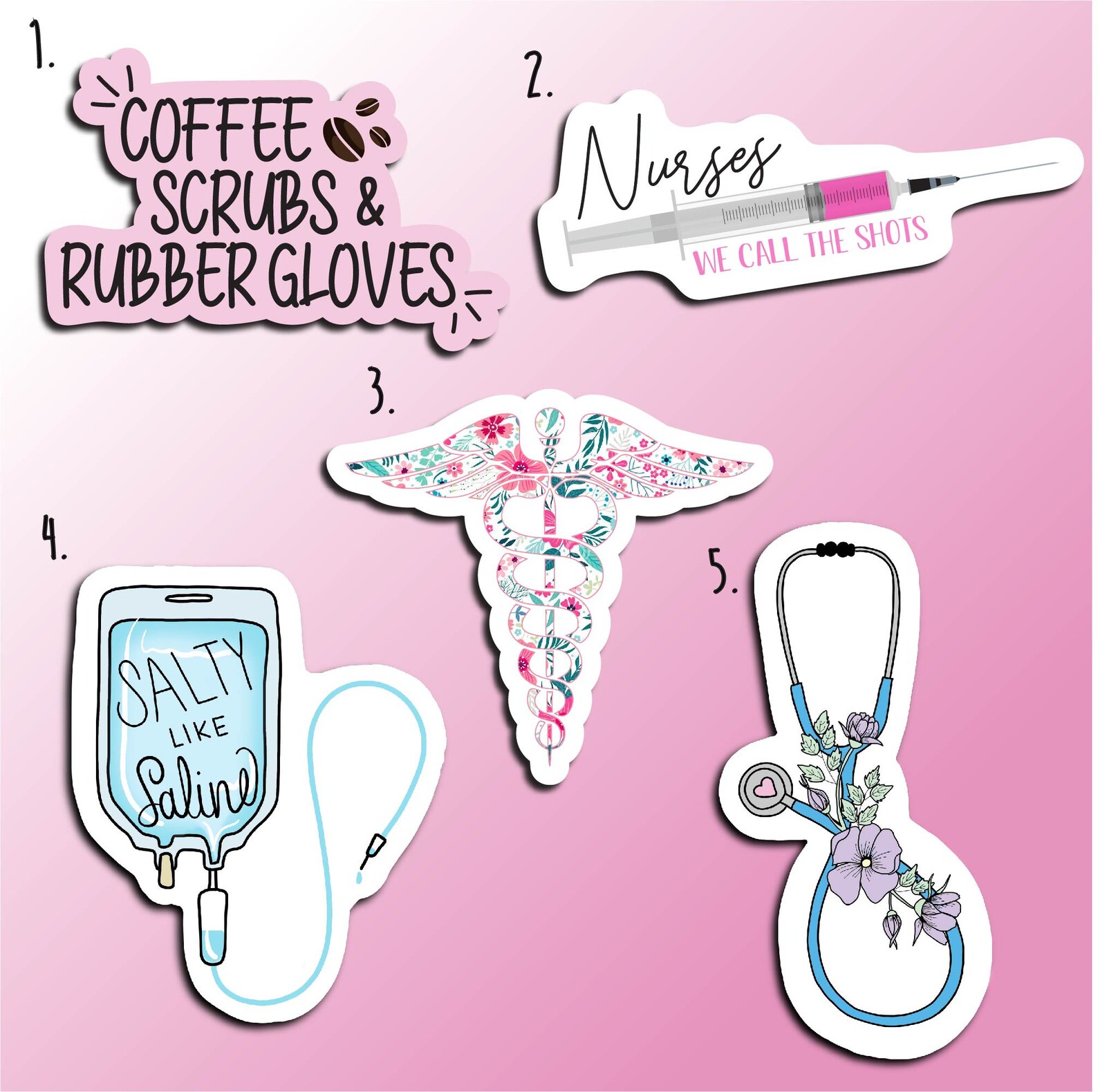 5 Pack Nurse Stickers Healthcare Stickers Medical Stickers Etsy