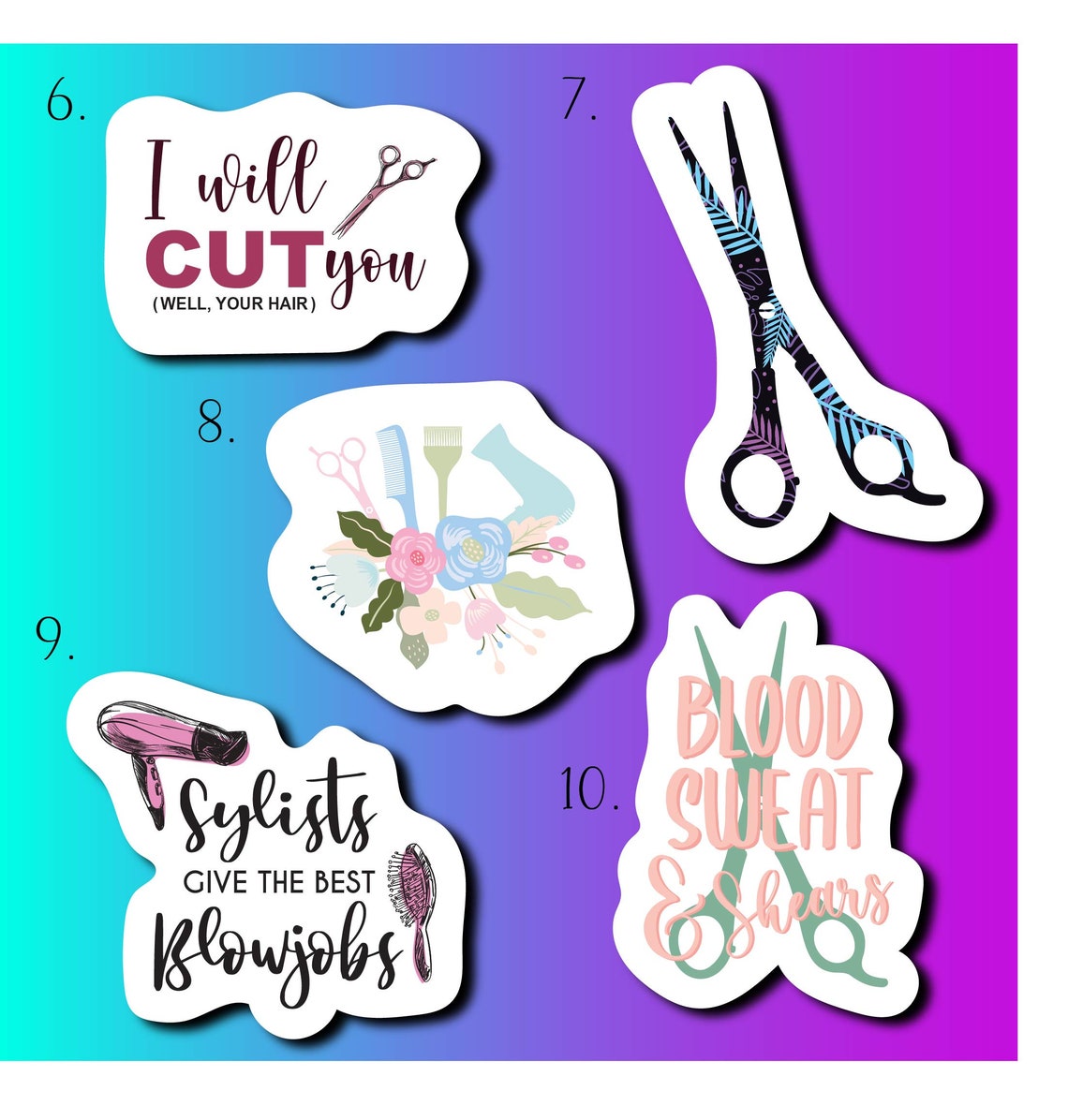 Hair Stickers Hairdresser Salon Stickers Sticker Packs Etsy