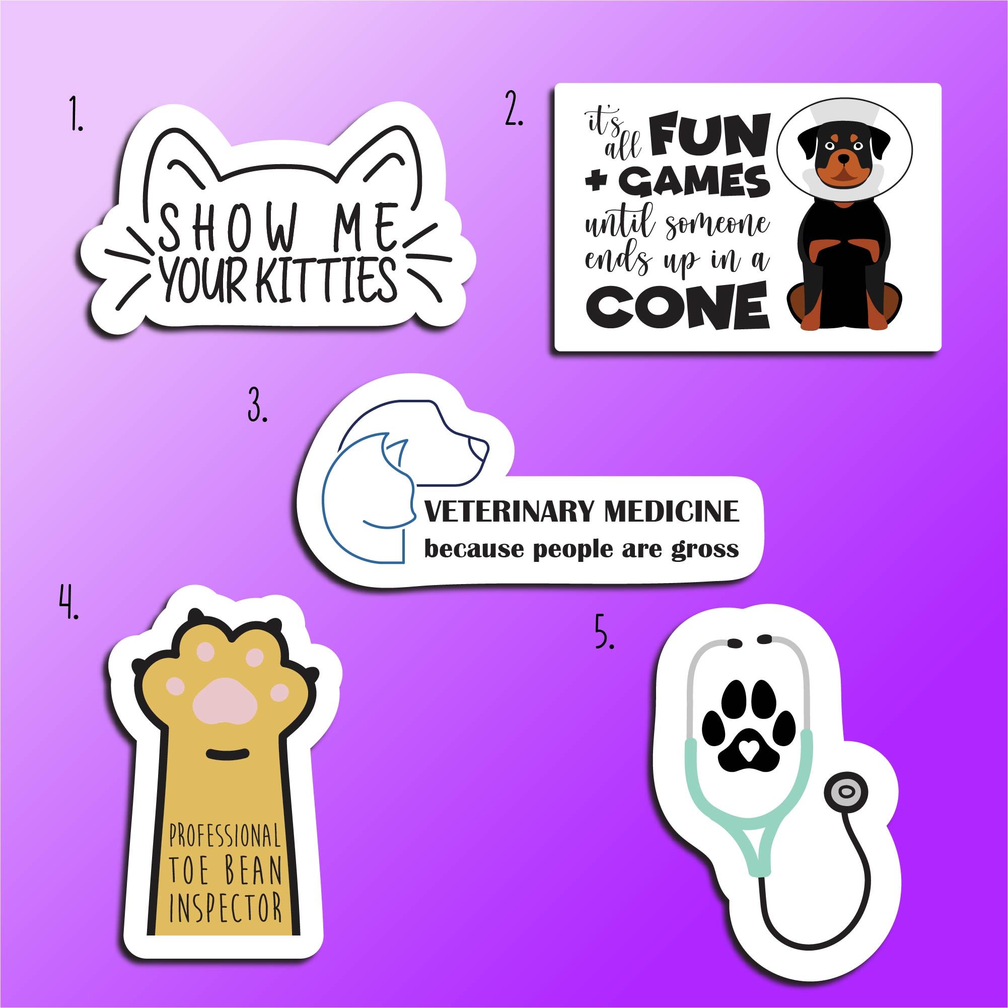 5 Pack Vet Stickers Veterinarian Stickers Vet Tech Etsy