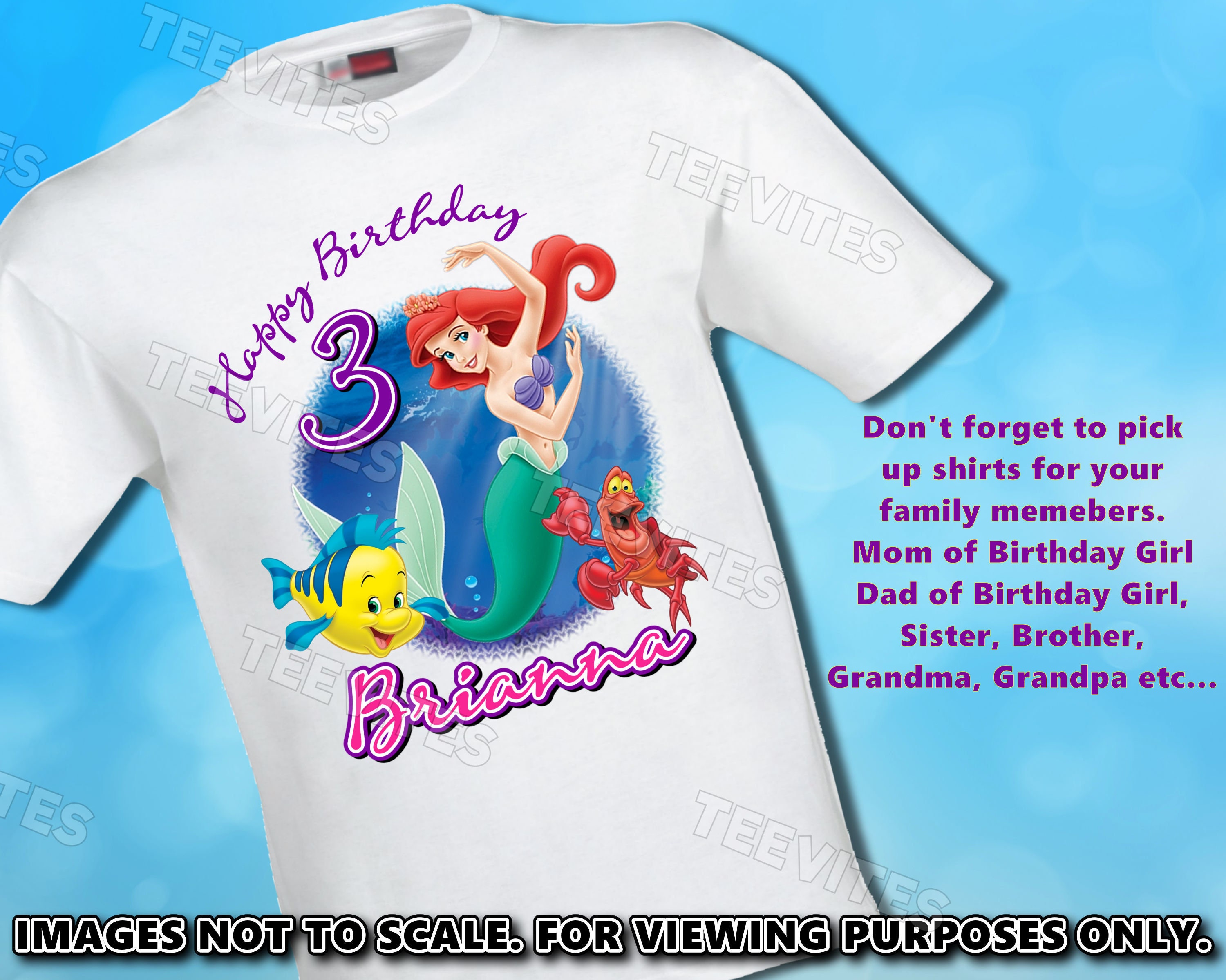 Personalized Ariel The Little Mermaid Birthday Girl T Shirt Etsy