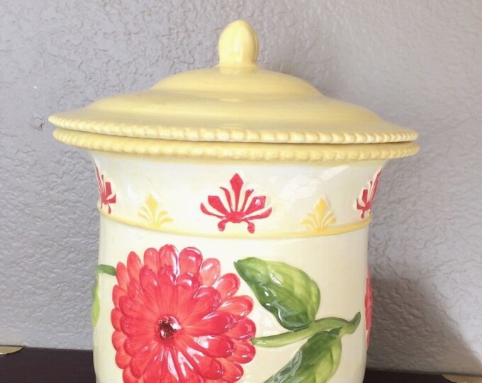 Vintage Large Floral Nonni's Cookie Jar Handmade Embossed Canister China Etsy