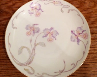 Antique Rosenthal  Bavaria Hand Painted 8&quot; Plate Floral  Gold Trim Stamped on Back