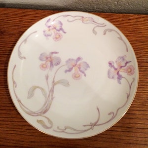 Antique Rosenthal  Bavaria Hand Painted 8&quot; Plate Floral  Gold Trim Stamped on Back