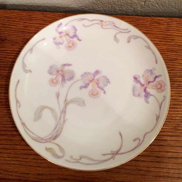 Antique Rosenthal  Bavaria Hand Painted 8" Plate Floral  Gold Trim Stamped on Back