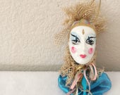Vintage Porcelain Clown Head Ornament Collectible Hand Painted Vintage Collectible Ornaments