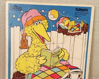 VTG Playskool Big Bird Time Stories Puzzle 1984 Muppets Little Bird 315-24 Wood