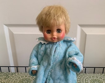 Vtg Horsman Doll 12&quot; Blue Sleepy Eyes Blonde Hair Collectible Copyright 1972