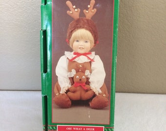 Vintage House of LLoyds Christmas around the World 1995 Oh What a Deer Porcelain Doll Original Box