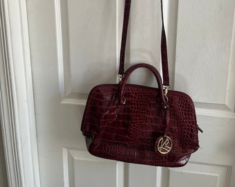 Vintage KR Kim Rogers Handle/strap Purse Zipper Red Faux Leather