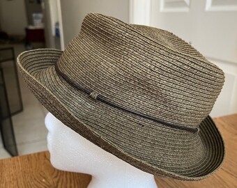 Vintage Brown with Tie Paper Straw Sun Hat Women's One Size Fits All Womens Fashion