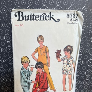 Vintage Pajamas Top Bottoms Shorts Butterick Sewing Pattern 5737 Childs 10