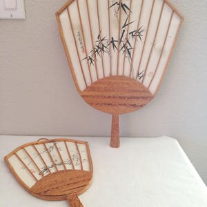 Vtg Hand Painted Stamped Signed Wall Fans Made in People's Republic of China