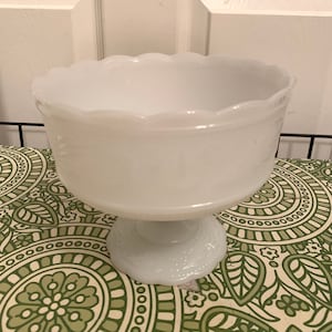 Vintage Milk Glass Footed Candy Dish Scalloped Trim Wavy Design Beauty!