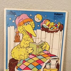 VTG Playskool Big Bird Time Stories Puzzle 1984 Muppets Little Bird 315-24 Wood